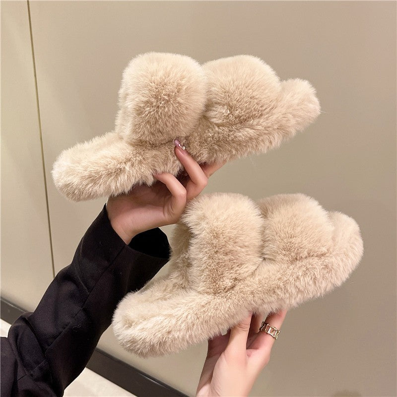 Wholesale Women's plush shoes slippers New thick bottom cotton slippers